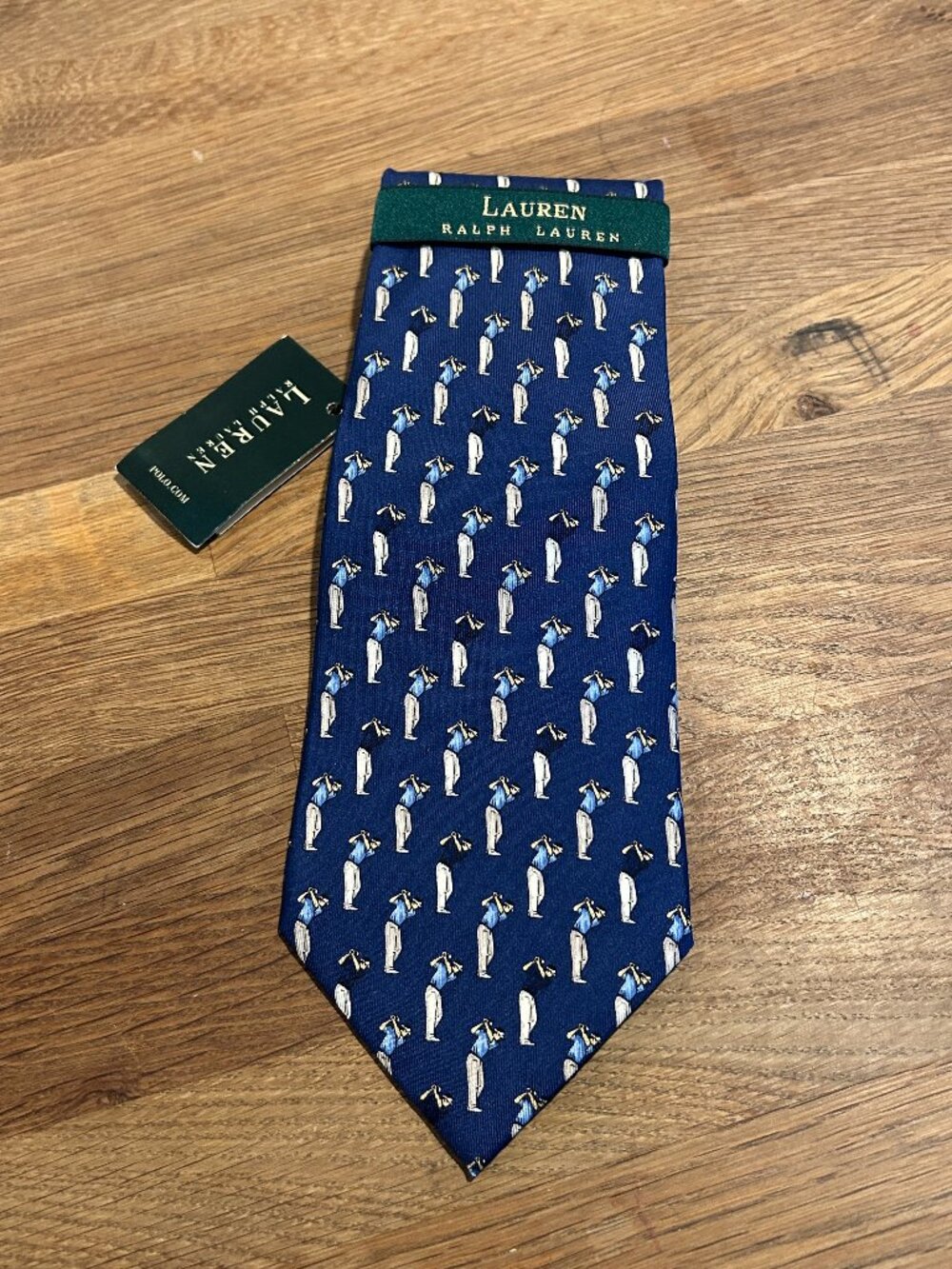 NWT LAUREN RALPH LAUREN Blue Golf Swing Silk Tie NEW